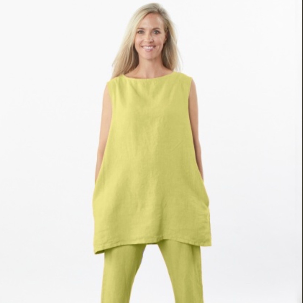 BRYN WALKER linen twiggy tunic Small POCKETS!